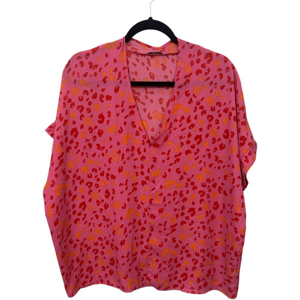 JODIFL Pink Relaxed Boxy Blouse with Airy Fabric Small